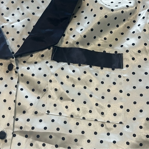 vintage silky pajama set white and navy blue shorts short sleeve size large - Picture 3 of 11